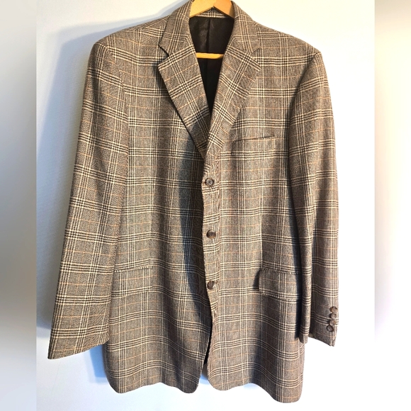 ARNOLD BRANT MENS BLAZER GRAY/BLACK HOUNDSTOOTH 90%CASHMERE 10%VISON MINK SZ.48L